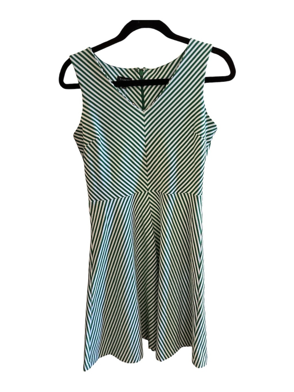 Talbots Green and White Striped Midi Dress